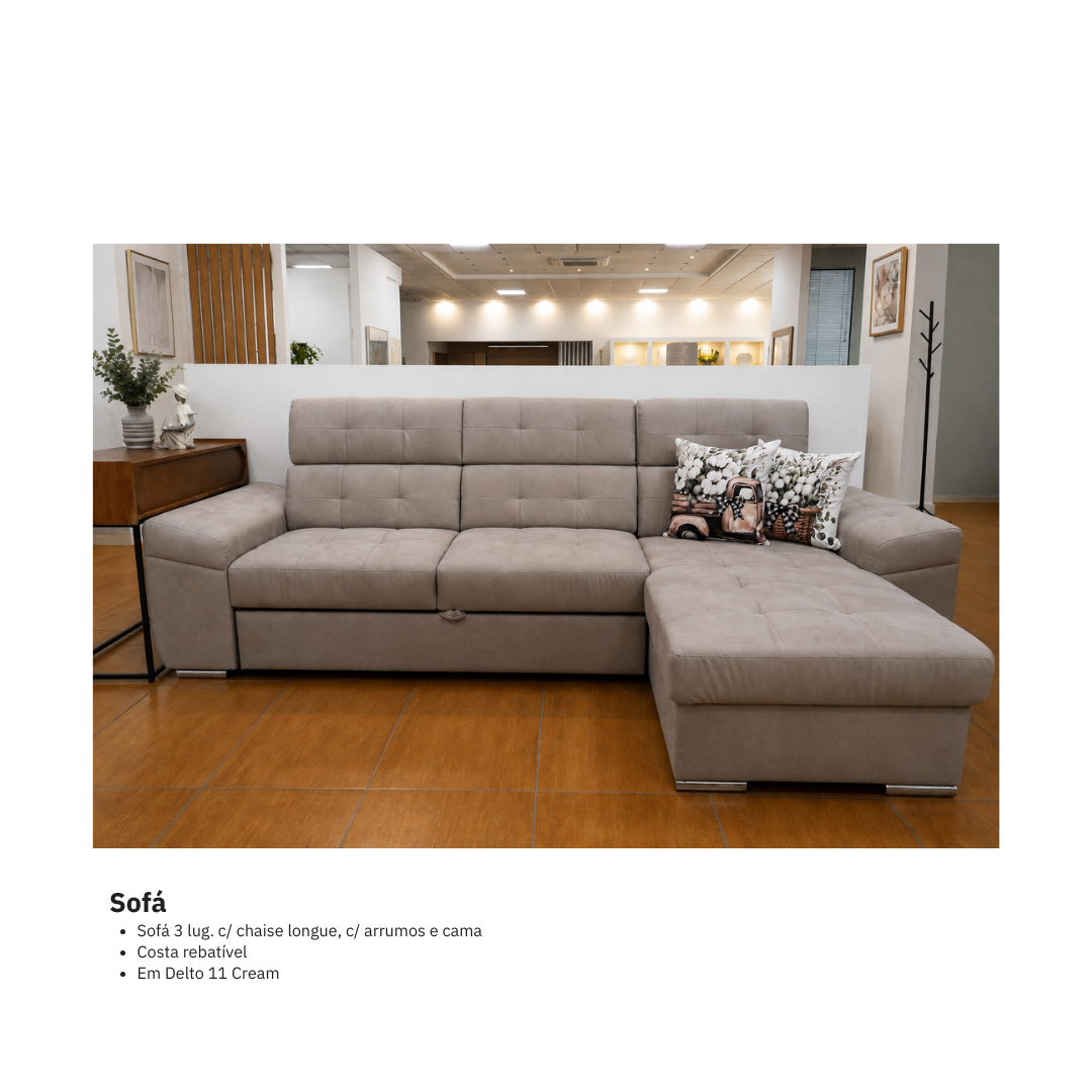 Sofá 3 lug c/chaise longue